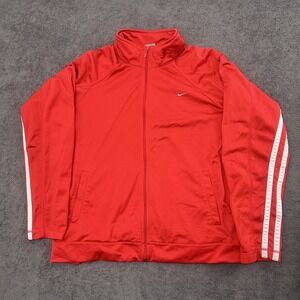 vintage nike women's track jacket full zip red size large streetwear 00s